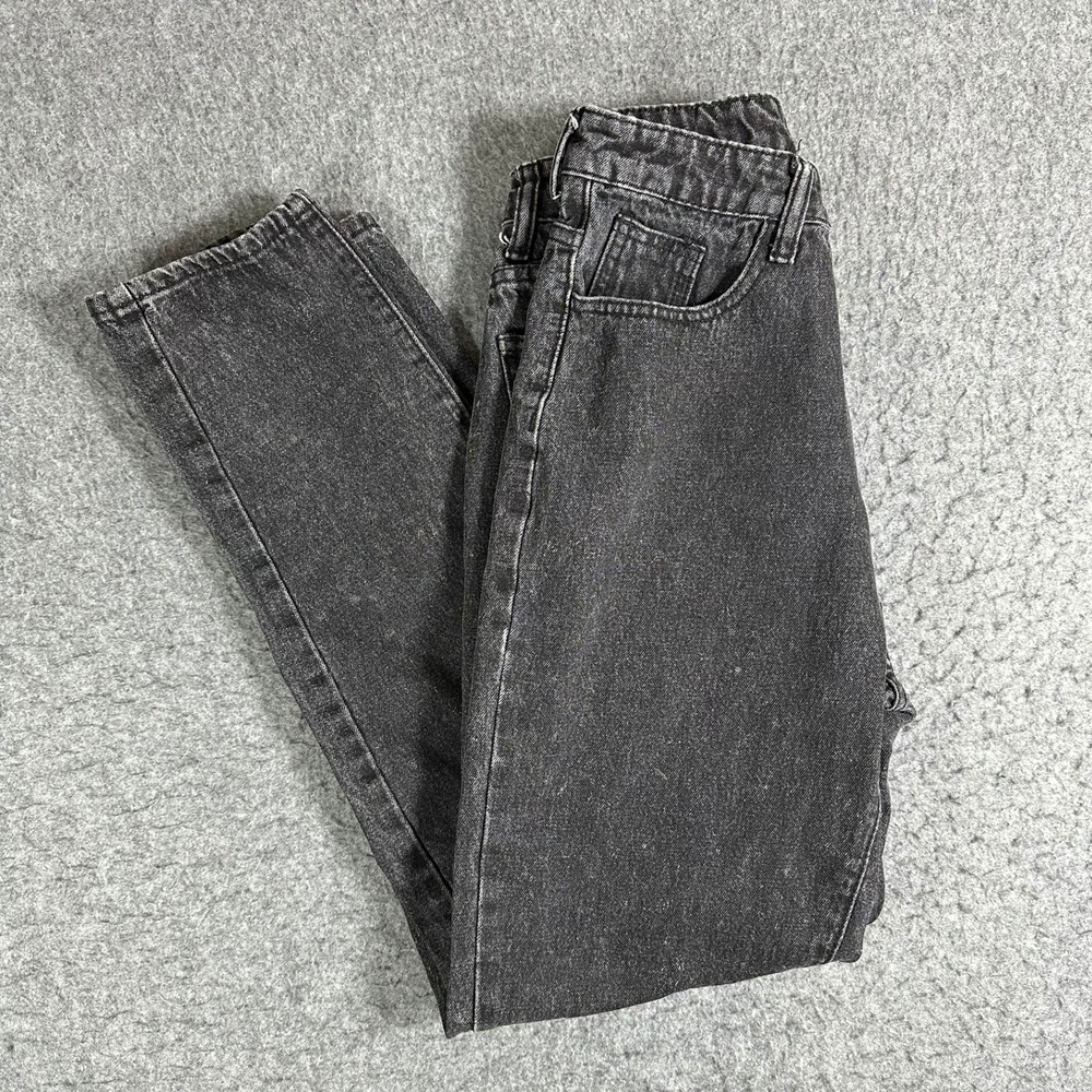 SHEIN Womens High Waisted Mom Jeans Faded Black Acid Wash Tapered Size S 4 25W‎ - Picture 8 of 8